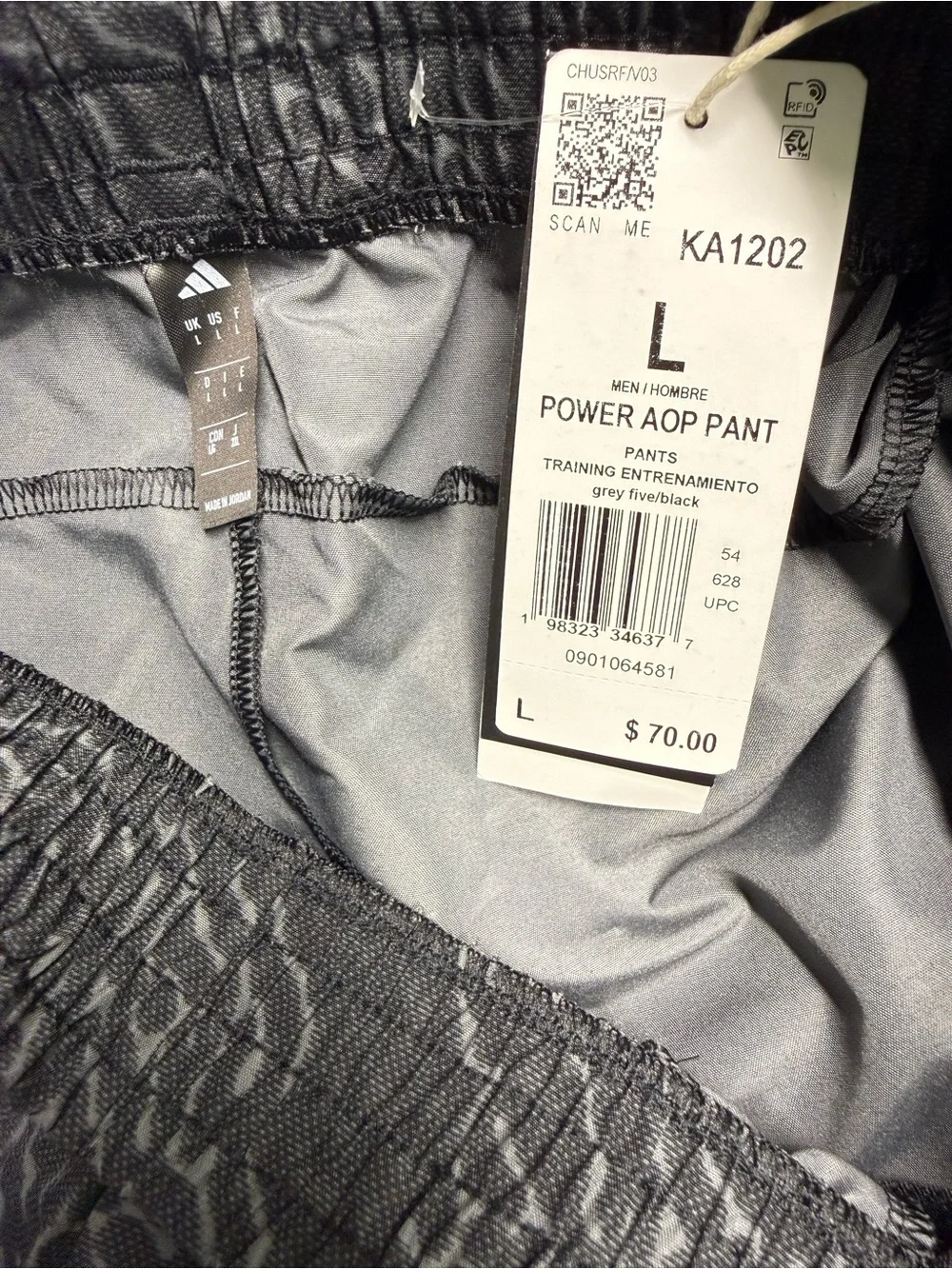 adidas Power AOP Pant  Training Pants Mens Size L   KA1202 Wonder Alumina NWT